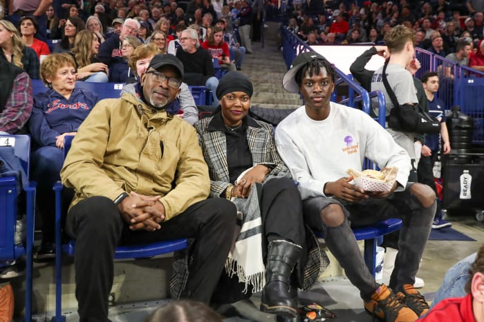 Zoom Diallo with his parents at the McCarthey Athletic Center for Gonzaga vs. Portland.